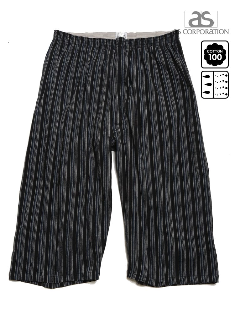 大きいサイズ メンズ as corporation (アズコーポレーション) 綿100％ ストレッチ ドライ 細ストライプ ステテコ 3L 4L