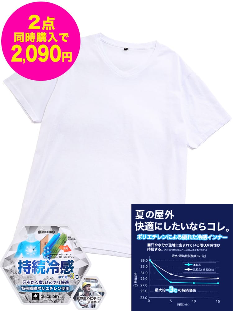 大きいサイズ メンズ SAKAZEN (サカゼン) BODY-X 持続冷感 Vネック 半袖 Tシャツ 3L 4L
