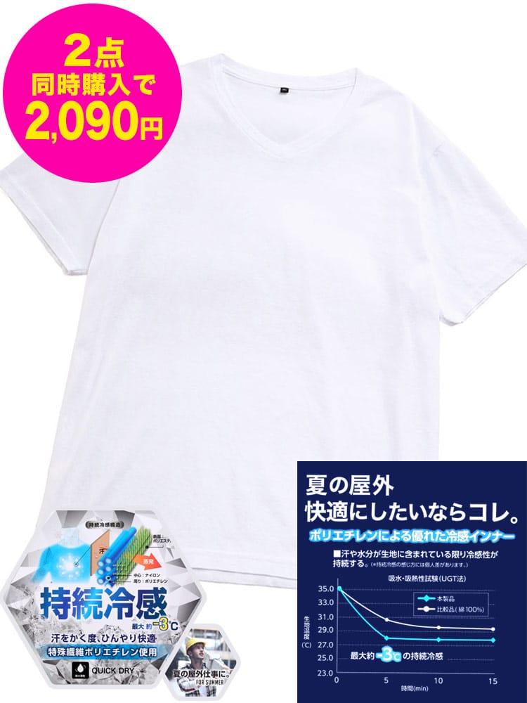 大きいサイズ メンズ SAKAZEN (サカゼン) BODY-X 持続冷感 Vネック 半袖 Tシャツ 5L 6L