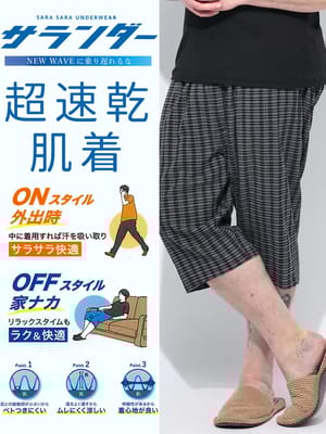 ステテコ パンツ 綿100％ サランダー 爽やかクレープ 先染め 肌着 下着 部屋着 ルームパンツ 七分丈 パジャマ 春 夏 大きいサイズ メンズ