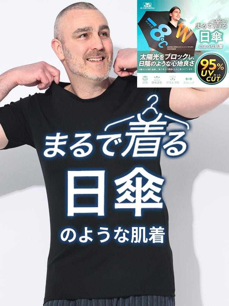 半袖 Tシャツ 着る日傘 95％UVカット 吸水速乾 クルーネック 肌着 下着 インナー アンダーウェア 春 夏 大きいサイズ メンズ
