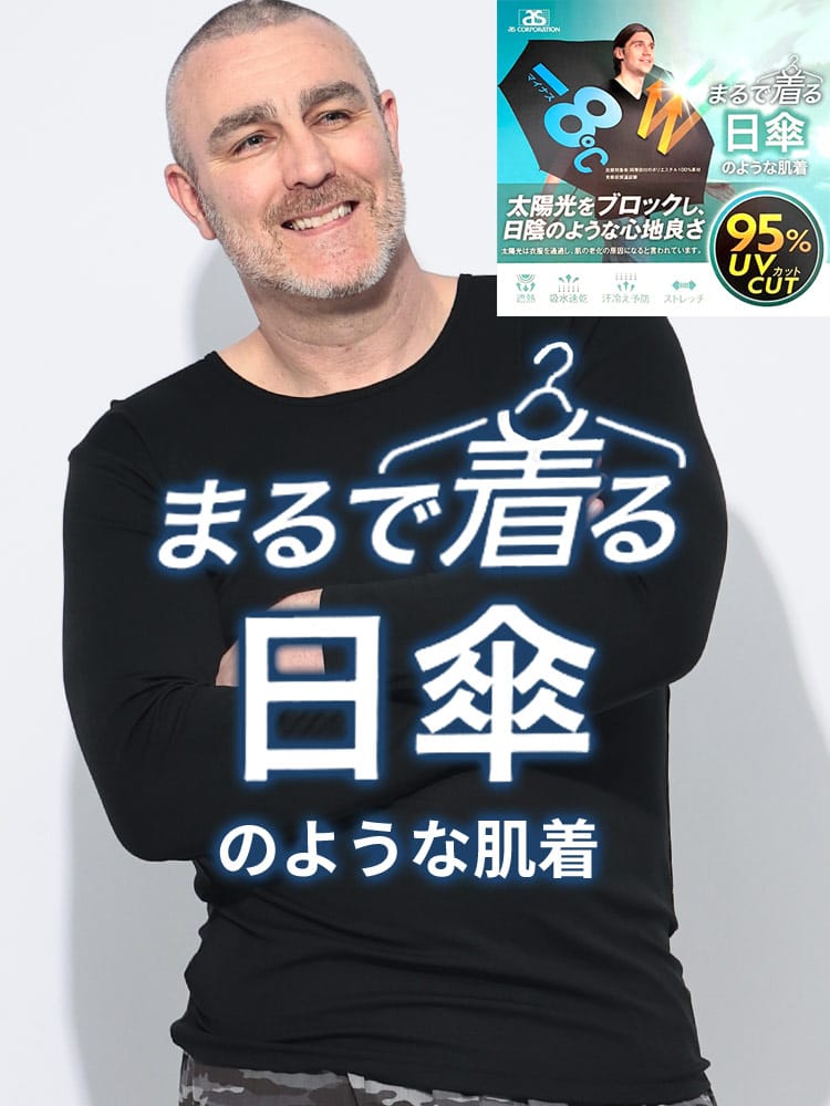 長袖 Tシャツ 着る日傘 95％UVカット 吸水速乾 クルーネック 肌着 下着 インナー アンダーウェア 春 夏 大きいサイズ メンズ