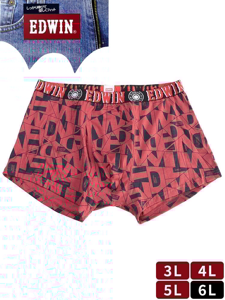 ボクサーパンツ 快適立体 総柄プリント 前開き 肌着 下着 ストレッチ 優しい 柄 パンツ 大きいサイズ メンズ EDWIN エドウィン