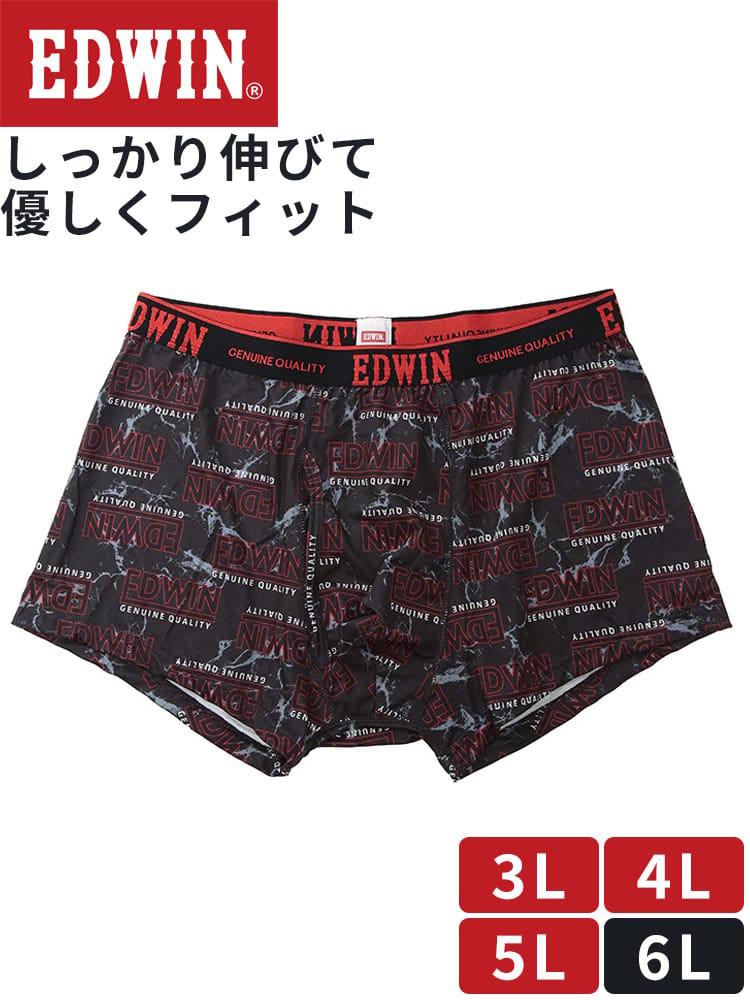 ボクサーパンツ メンズ 大きいサイズ 立体設計 総柄ベア天竺 前開き ボクサーブリーフ EDWIN エドウィン