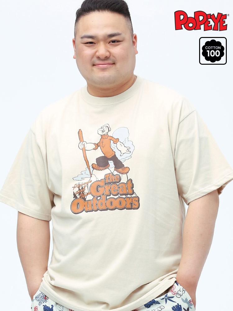 大きいサイズ メンズ POPEYE (ポパイ) 綿100％ ポパイプリント クルーネック 半袖 Tシャツ | 大きいサイズの服【サカゼン公式通販】