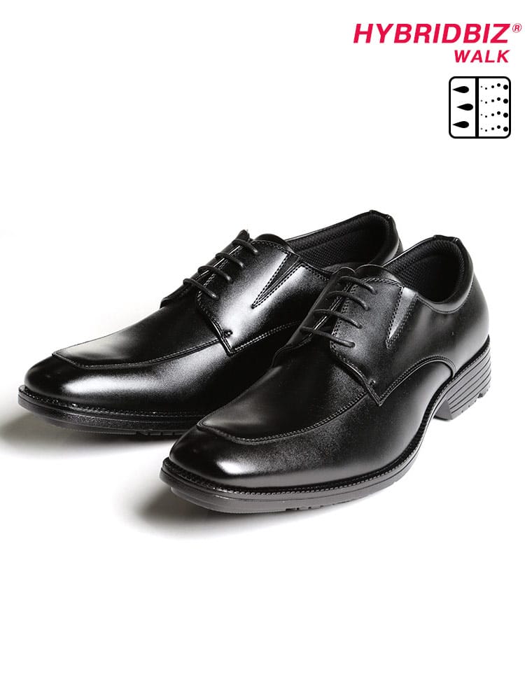 大きいサイズ メンズ HYBRIDBIZ (ハイブリッドビズ) HYBRIDBIZ WALK 消臭加工 防シワ 軽量 吸水速乾 レザー Uチップ 外羽根 シューズ ビジネスシューズ