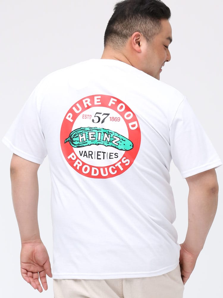 在庫処分 返品交換不可 大きいサイズ メンズ Heinz (ハインツ) プリント クルーネック 半袖 Tシャツ