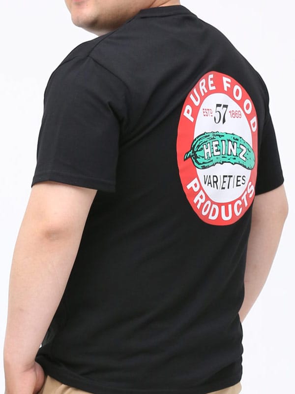 在庫処分 返品交換不可 大きいサイズ メンズ Heinz (ハインツ) プリント クルーネック 半袖 Tシャツ