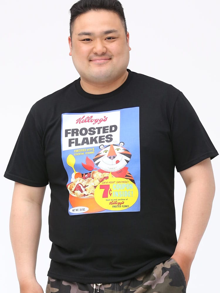 大きいサイズ メンズ KELLOGG'S (ケロッグ) プリント クルーネック 半袖 Tシャツ
