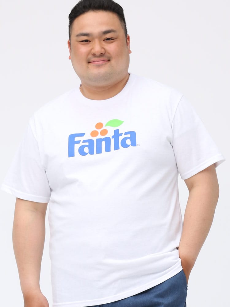 大きいサイズ メンズ Fanta (ファンタ) プリント クルーネック 半袖 Tシャツ