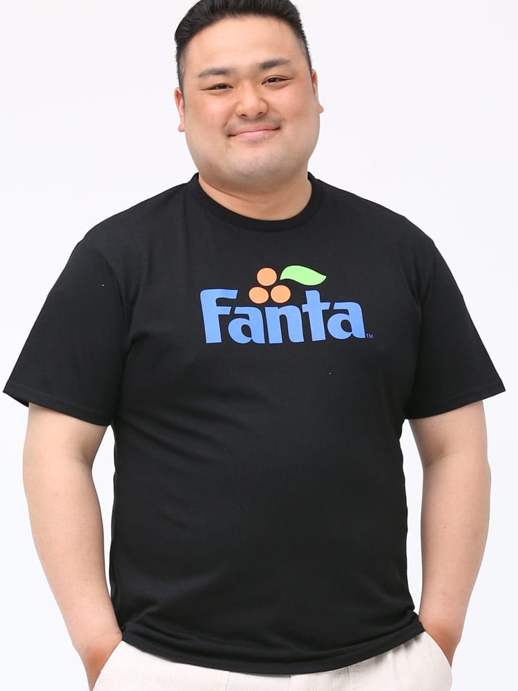 大きいサイズ メンズ Fanta (ファンタ) プリント クルーネック 半袖 Tシャツ