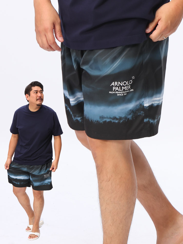 ハーフパンツ 水陸両用 風景柄 インナーショーツ付き 水着 サーフパンツ プール 大きいサイズ メンズ