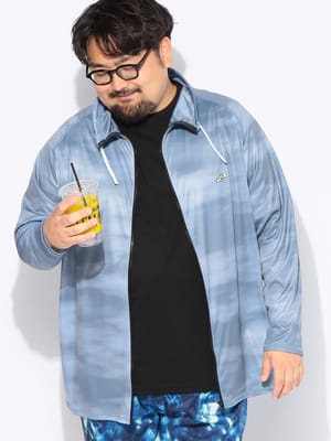 ラッシュガード メンズ 大きいサイズ UPF50+ ロゴプリント スタンドネック ラッシュパーカー トップス 水着 羽織 UVジャケット 紫外線対策 ビーチ プール レジャー アウトドア 春 夏