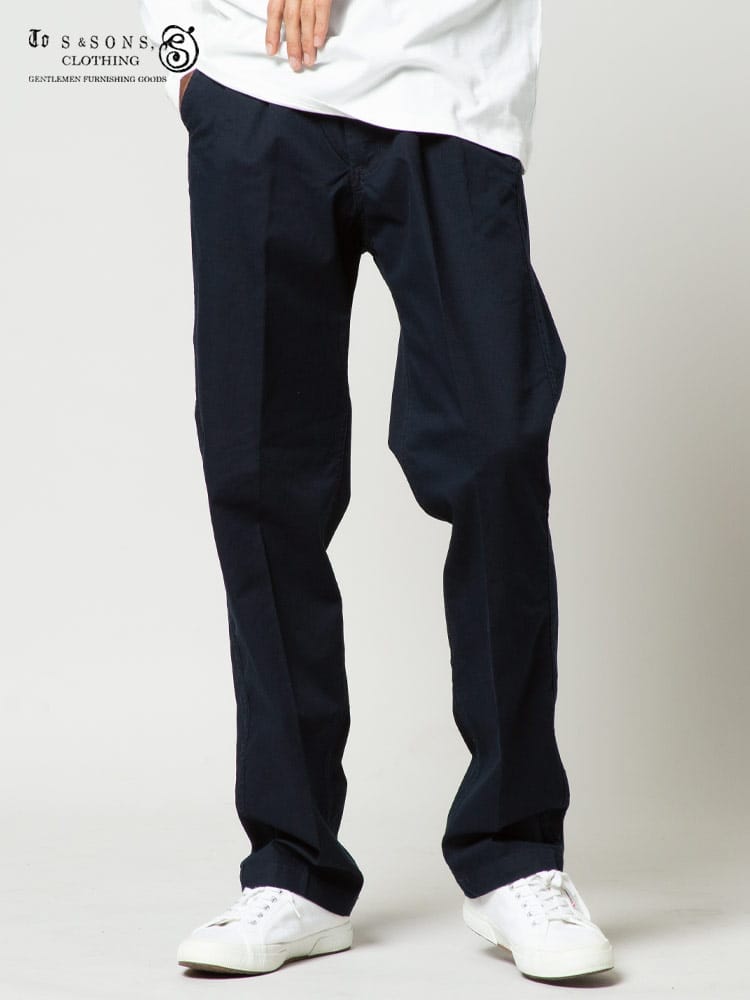S＆SONS (エスアンドサンズ) ストレッチ 無地 ツータック チノパンツ
