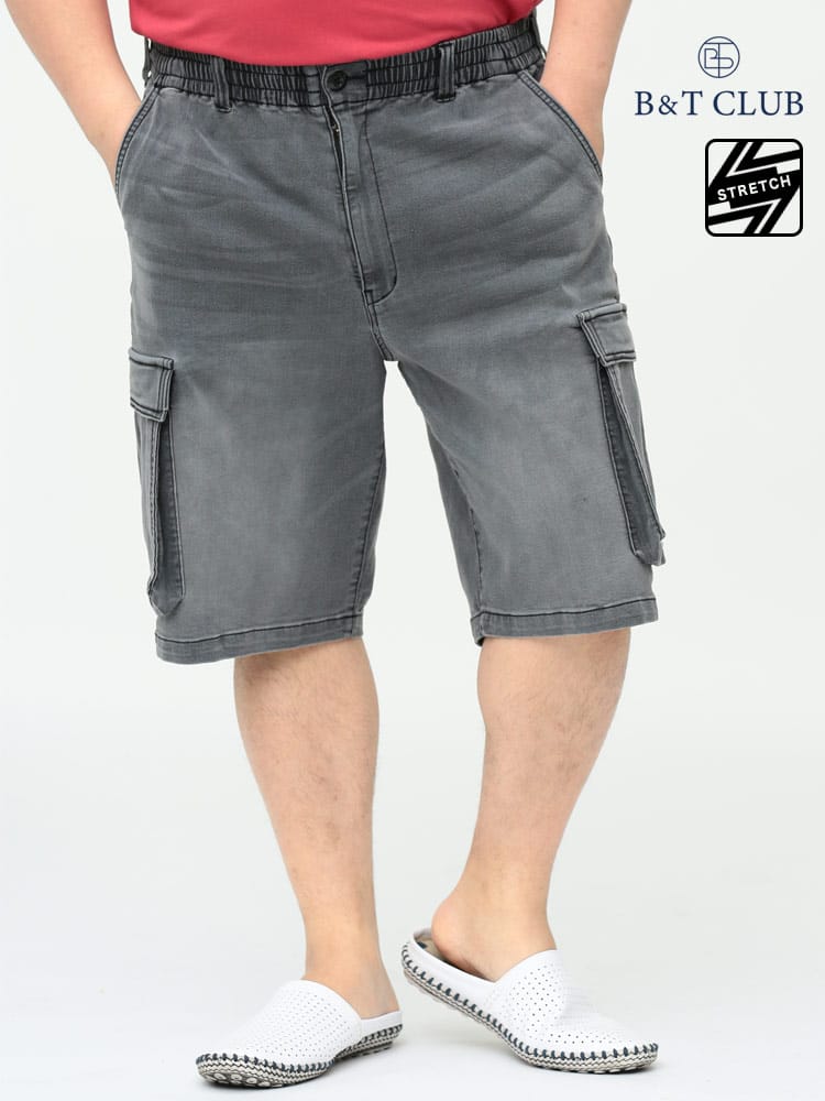 大きいサイズ メンズ B＆T CLUB (ビーアンドティークラブ) スーパーストレッチ ジップフライ カーゴ ショートパンツ