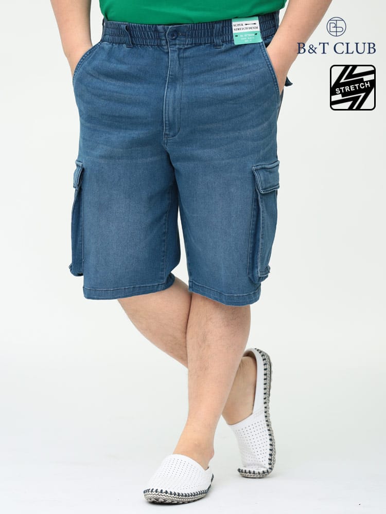 大きいサイズ メンズ B＆T CLUB (ビーアンドティークラブ) スーパーストレッチ ジップフライ カーゴ ショートパンツ