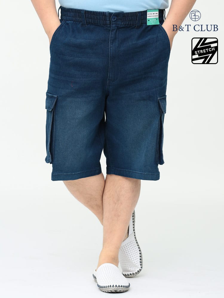 大きいサイズ メンズ B＆T CLUB (ビーアンドティークラブ) スーパーストレッチ ジップフライ カーゴ ショートパンツ