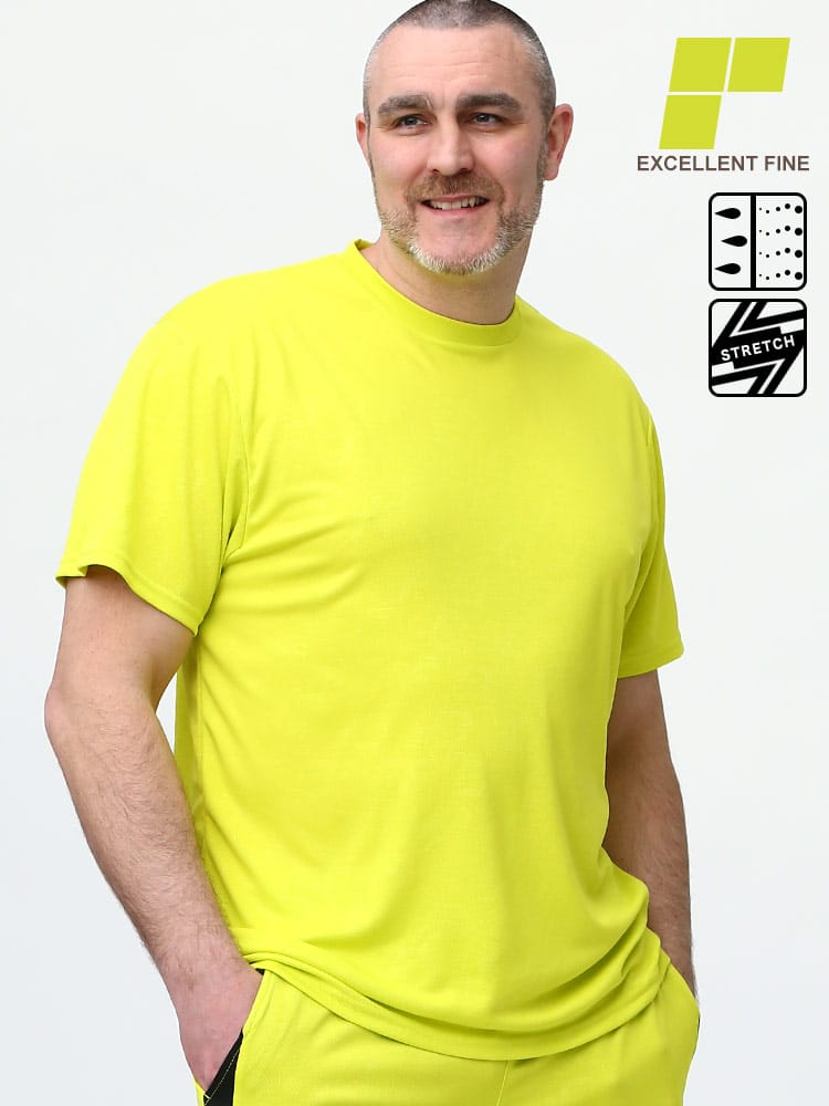 大きいサイズ メンズ EXCELLENT FINE (エクセレントファイン) ストレッチ ドライ 軽量 ハニカムエンボス クルーネック 半袖 Tシャツ