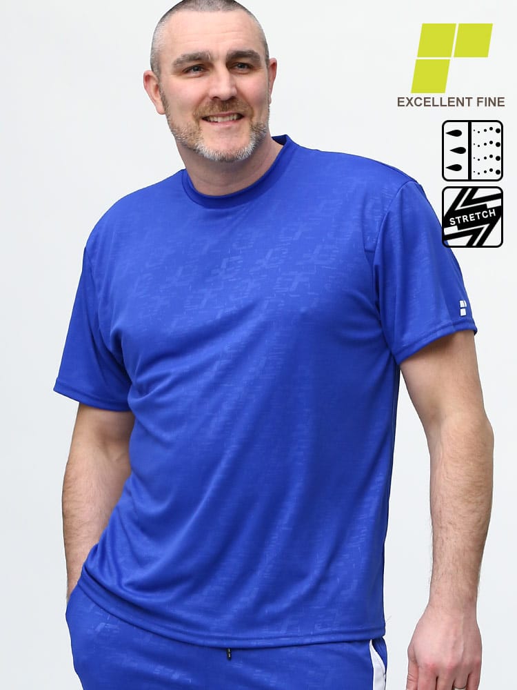 大きいサイズ メンズ EXCELLENT FINE (エクセレントファイン) ストレッチ ドライ 軽量 ハニカムエンボス クルーネック 半袖 Tシャツ