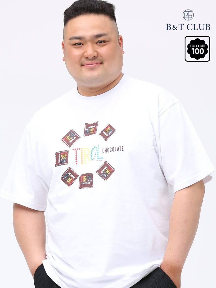 大きいサイズ メンズ B＆T CLUB (ビーアンドティークラブ) チロルチョコ クルーネック 半袖 Tシャツ