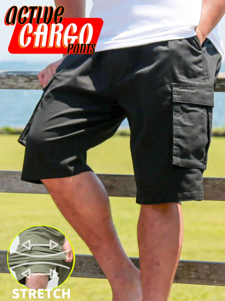 大きいサイズ メンズ B＆T CLUB (ビーアンドティークラブ) ストレッチ 無地 カーゴ ショートパンツ