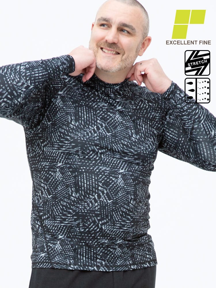 大きいサイズ メンズ EXCELLENT FINE (エクセレントファイン) ストレッチ UVカット ドライ コンプレッション インナー 長袖 Tシャツ ロンT