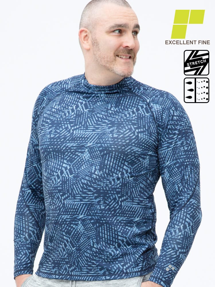大きいサイズ メンズ EXCELLENT FINE (エクセレントファイン) ストレッチ UVカット ドライ コンプレッション インナー 長袖 Tシャツ ロンT