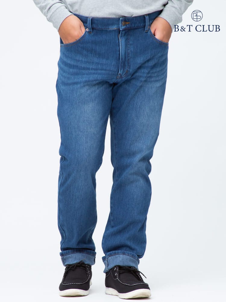 大きいサイズ メンズ B＆T CLUB (ビーアンドティークラブ) ストレッチ 裏起毛 レギュラー ウォーム デニム パンツ