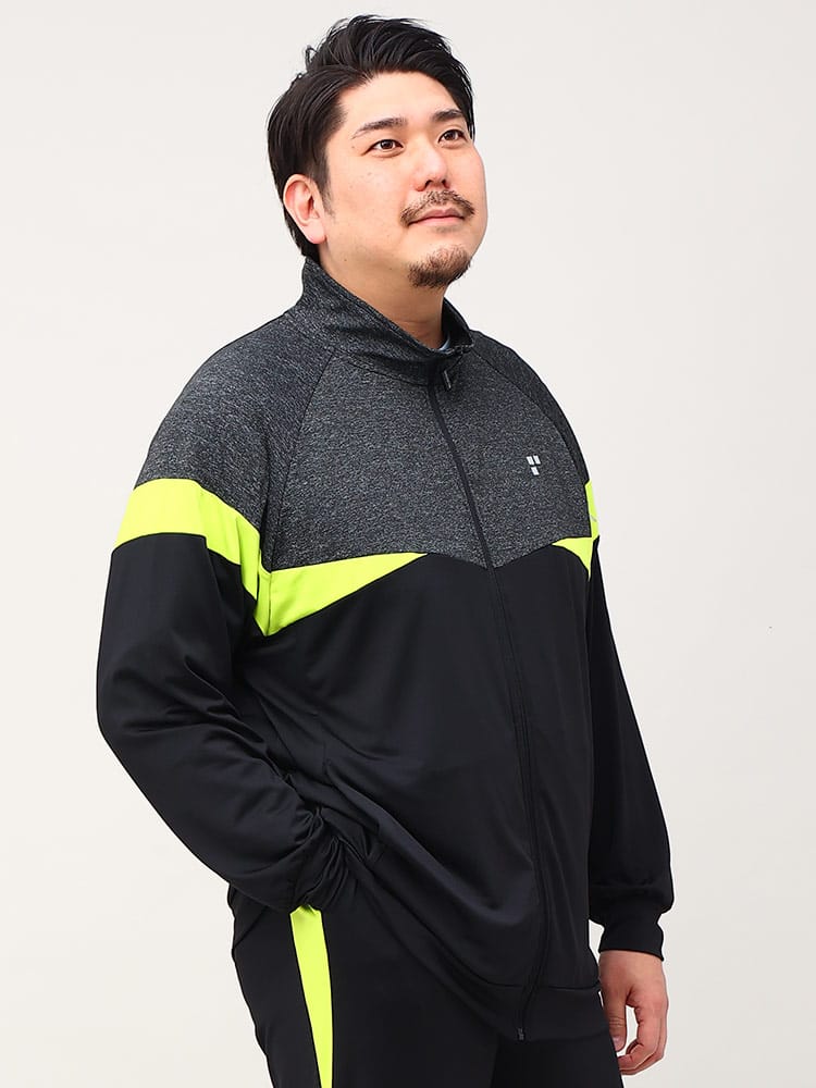 大きいサイズ メンズ EXCELLENT FINE (エクセレントファイン) ストレッチ ドライ UVカット 切替 フルジップ 長袖 ジャケット
