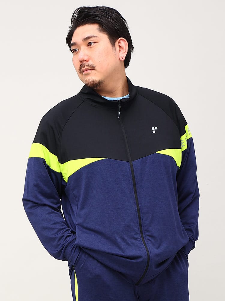 大きいサイズ メンズ EXCELLENT FINE (エクセレントファイン) ストレッチ ドライ UVカット 切替 フルジップ 長袖 ジャケット