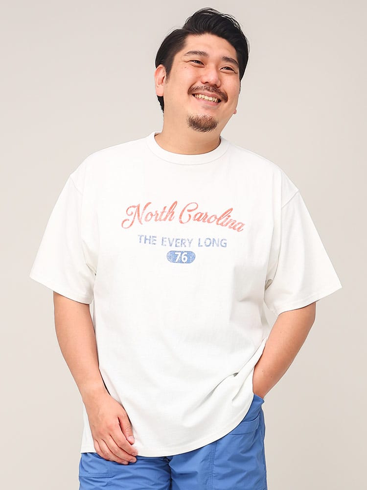 大きいサイズ メンズ B＆T CLUB (ビーアンドティークラブ) ヘビーウェイト カレッジプリント クルーネック 半袖 Tシャツ