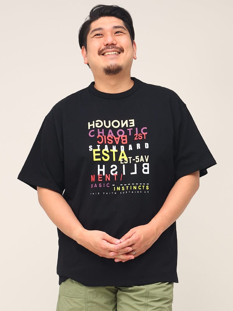 大きいサイズ メンズ B＆T CLUB (ビーアンドティークラブ) ヘビーウェイト グラフィックプリント クルーネック 半袖 Tシャツ