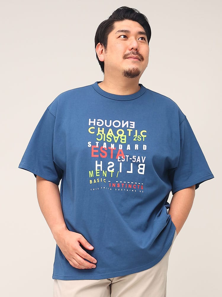 大きいサイズ メンズ B＆T CLUB (ビーアンドティークラブ) ヘビーウェイト グラフィックプリント クルーネック 半袖 Tシャツ