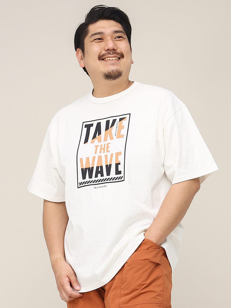 大きいサイズ メンズ B＆T CLUB (ビーアンドティークラブ) ヘビーウェイト BOXプリント クルーネック 半袖 Tシャツ
