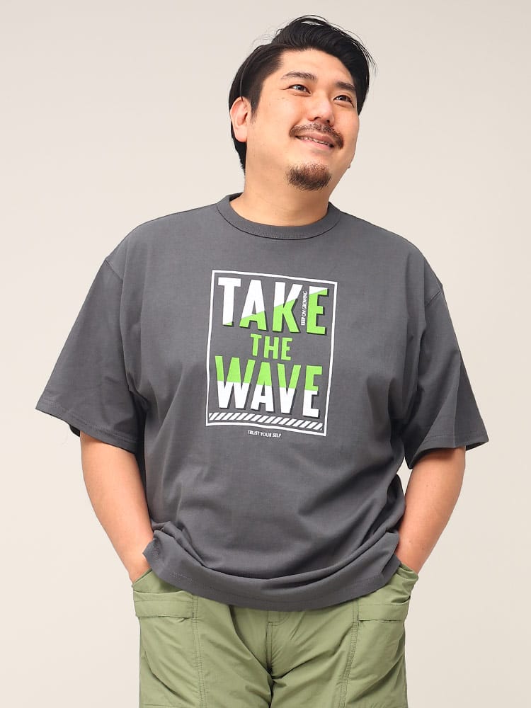 大きいサイズ メンズ B＆T CLUB (ビーアンドティークラブ) ヘビーウェイト BOXプリント クルーネック 半袖 Tシャツ