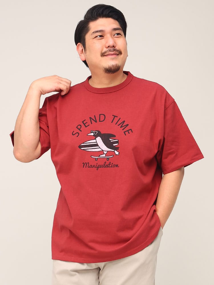 大きいサイズ メンズ B＆T CLUB (ビーアンドティークラブ) ヘビーウェイト ペンギン クルーネック 半袖 Tシャツ