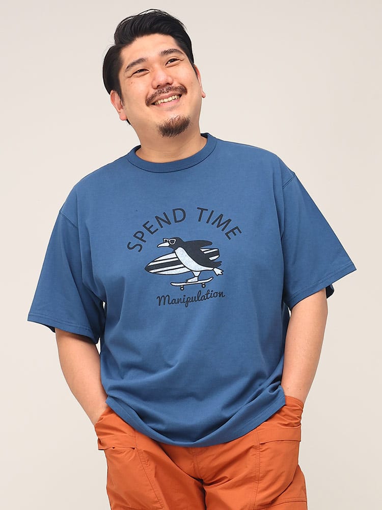 大きいサイズ メンズ B＆T CLUB (ビーアンドティークラブ) ヘビーウェイト ペンギン クルーネック 半袖 Tシャツ