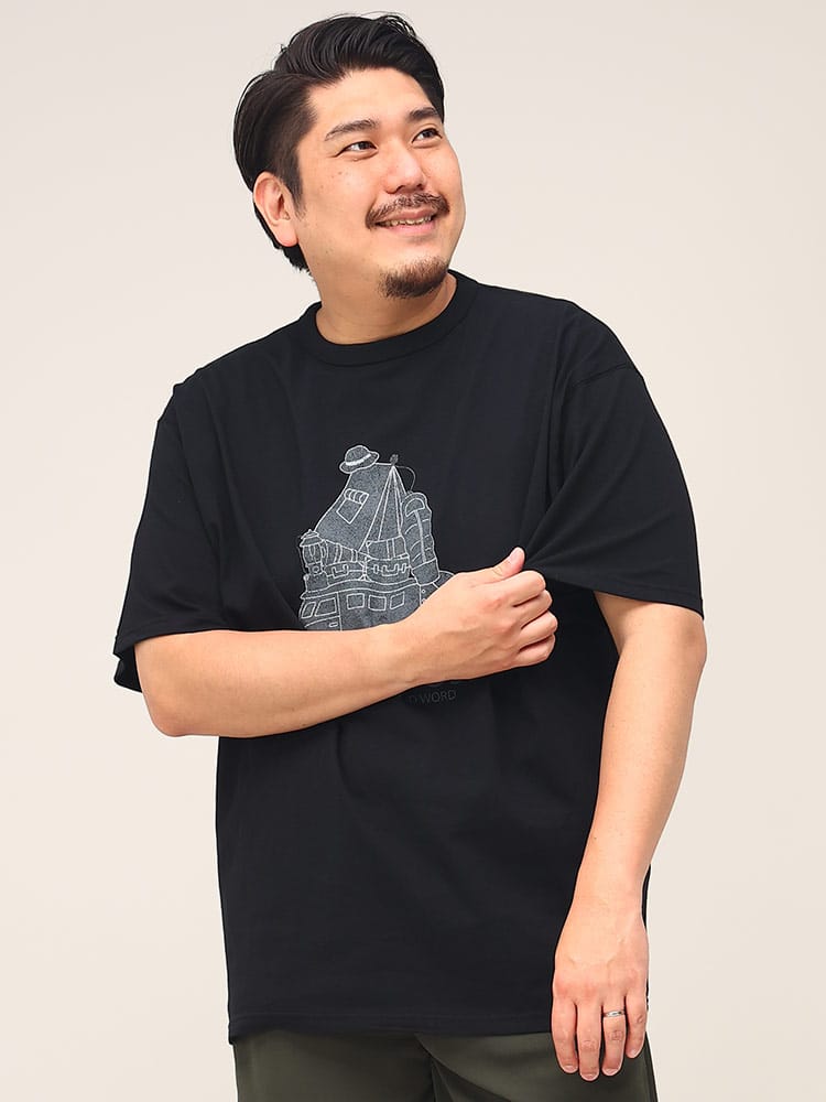 大きいサイズ メンズ B＆T CLUB (ビーアンドティークラブ) ヘビーウェイト アウトドアプリント クルーネック 半袖 Tシャツ