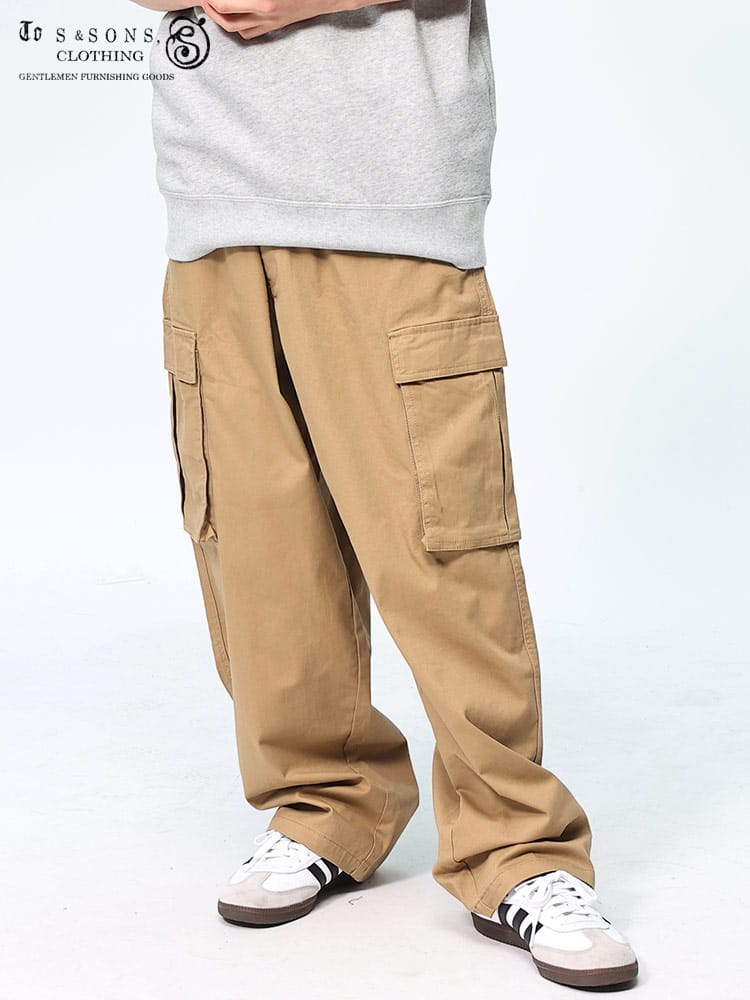 エスアンドサンズ カーゴ ワイドシルエット スケーター ストレッチ メンズ S＆SONS ボトムス 夏服 ワーク TS2131