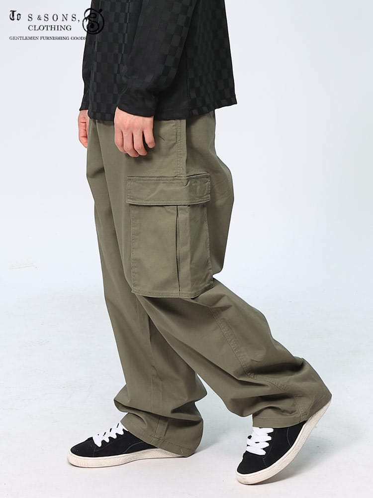 エスアンドサンズ カーゴ ワイドシルエット スケーター ストレッチ メンズ S＆SONS ボトムス 夏服 ワーク TS2131