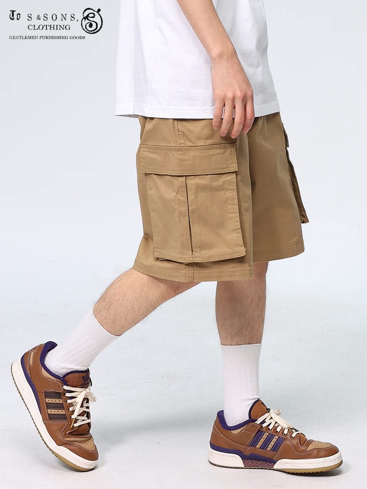 エスアンドサンズ カーゴ ハーフ丈 ルーズ ストレッチ メンズ S＆SONS ボトムス 夏服 ワーク TS2132