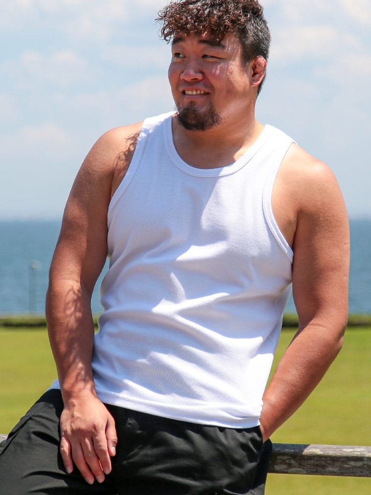 タンクトップ リブ 無地 Uネック トップス インナー 肌着 ノースリーブ 大きいサイズ メンズ