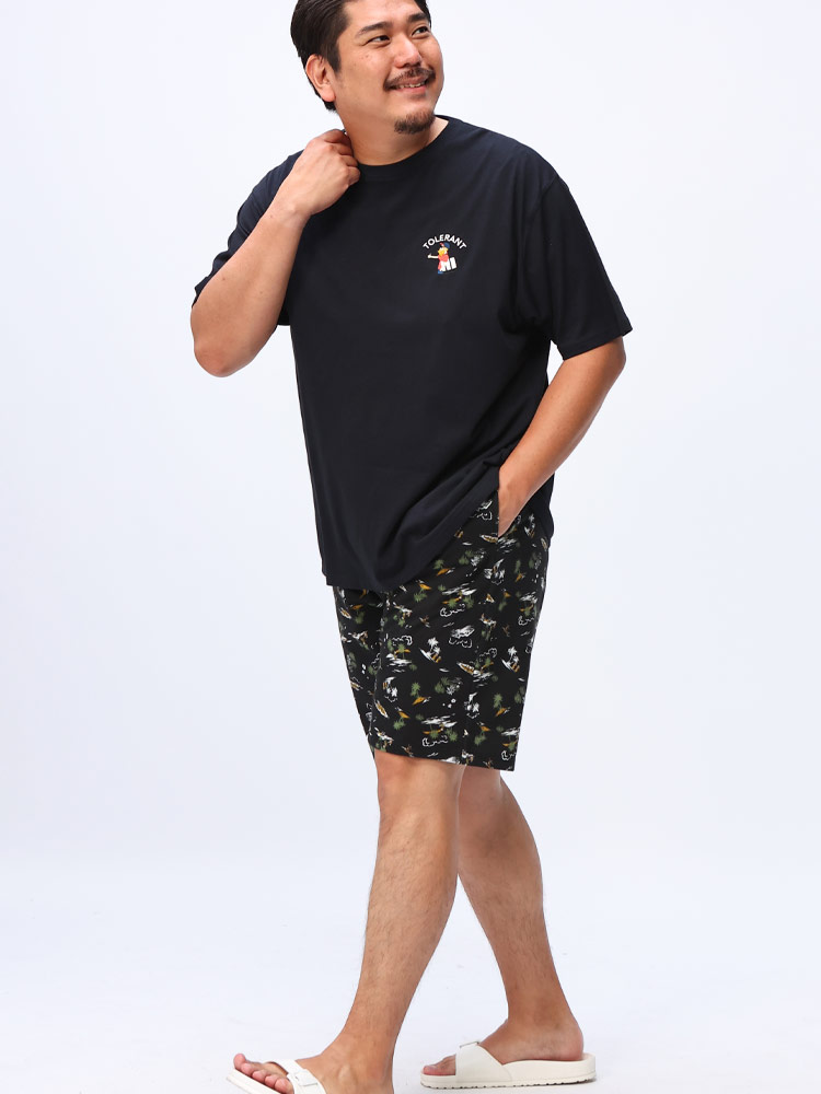 ショートパンツ 裏毛 ハワイアン柄 バックポケット付き パンツ