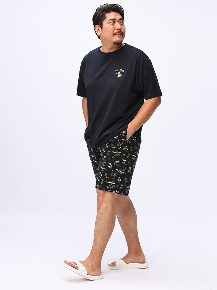 ショートパンツ 裏毛 ハワイアン柄 バックポケット付き パンツ