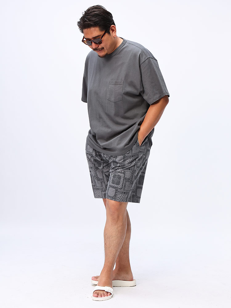 ショートパンツ 裏毛 ペイズリー柄 バックポケット付き パンツ
