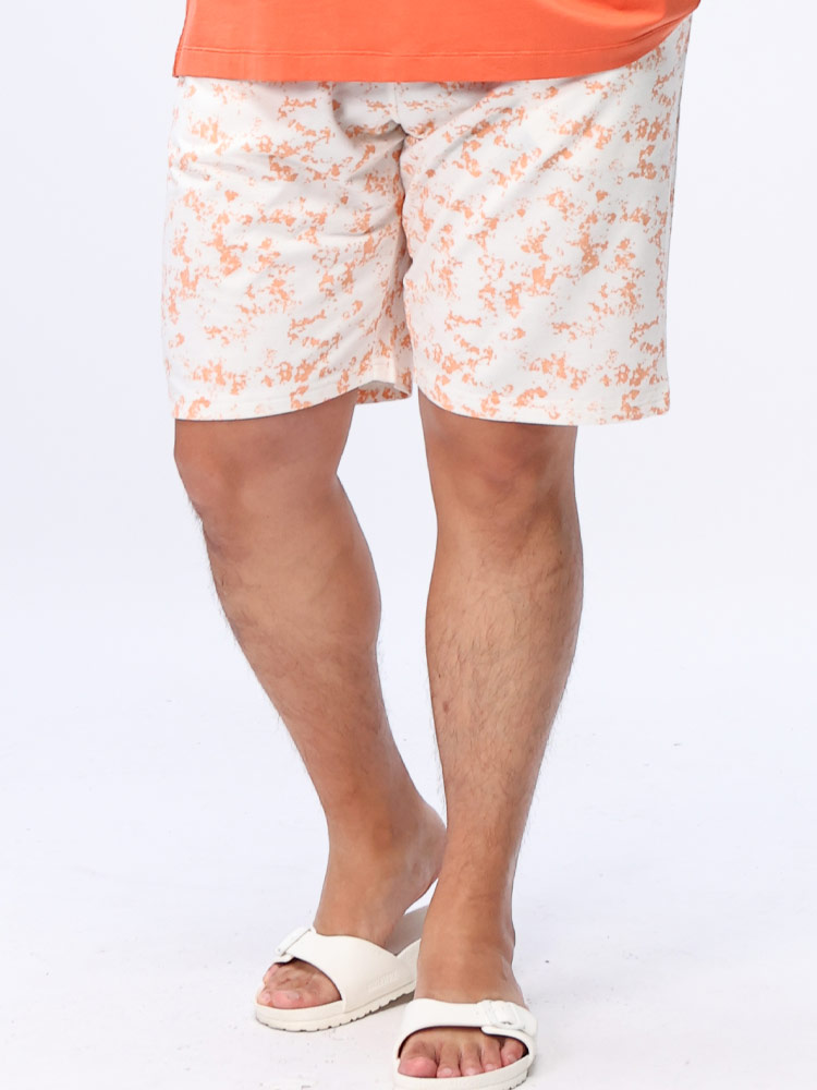 ショートパンツ 裏毛 スプラッシュ柄 バックポケット付き パンツ ショーツ 半ズボン 大きいサイズ メンズ