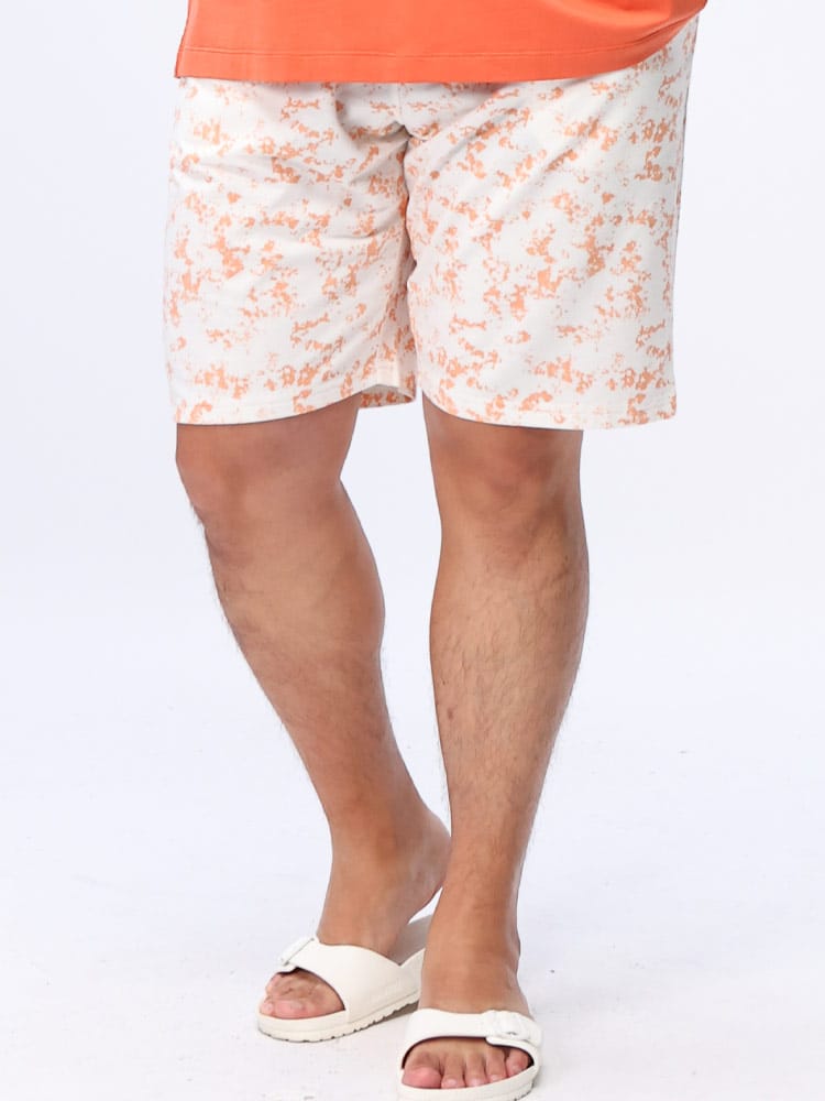 在庫処分 返品交換不可 ショートパンツ 裏毛 スプラッシュ柄 バックポケット付き パンツ ショーツ 半ズボン 大きいサイズ メンズ