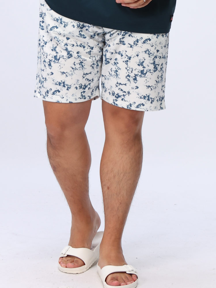 ショートパンツ 裏毛 スプラッシュ柄 バックポケット付き パンツ ショーツ 半ズボン 大きいサイズ メンズ