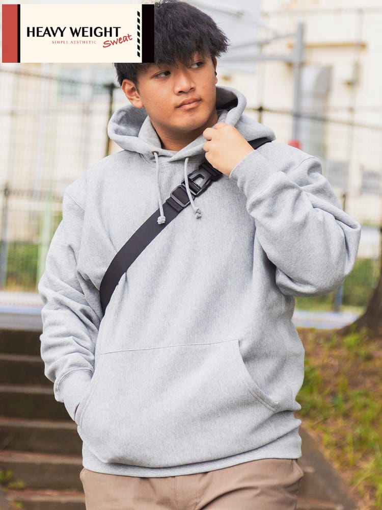 ヘビーウェイト スウェットパーカー ポケット付き トップス フーディー 長袖 大きいサイズ メンズ