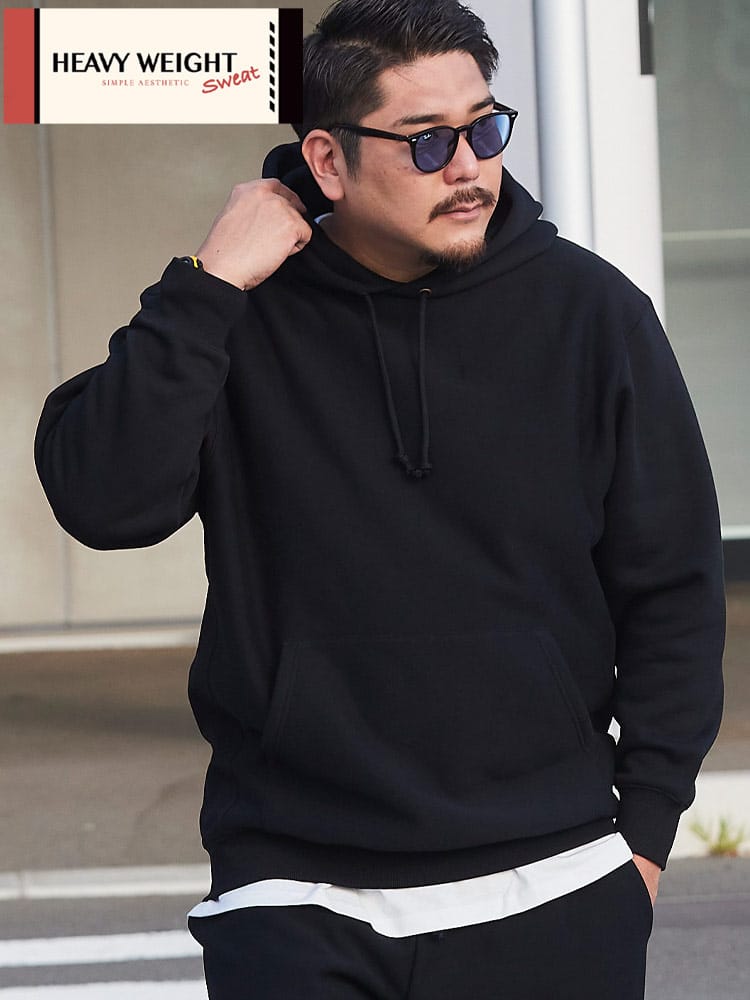 ヘビーウェイト スウェットパーカー ポケット付き トップス フーディー 長袖 大きいサイズ メンズ